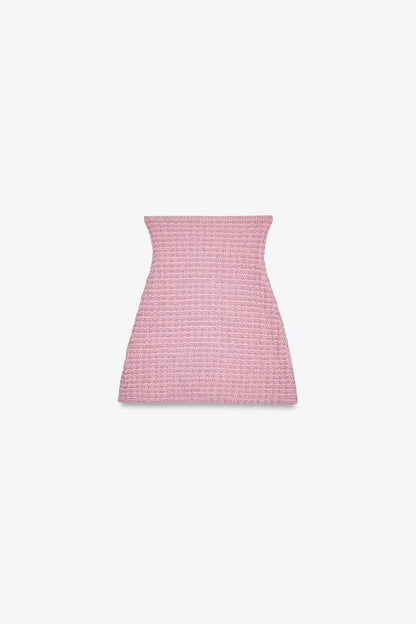 Pink Stretch Top And Skirt Co-Ord Set