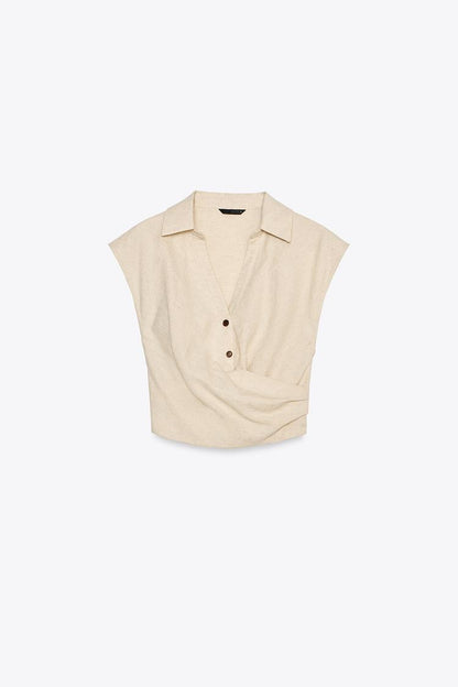 Linen Top And Skirt Co-Ord Set