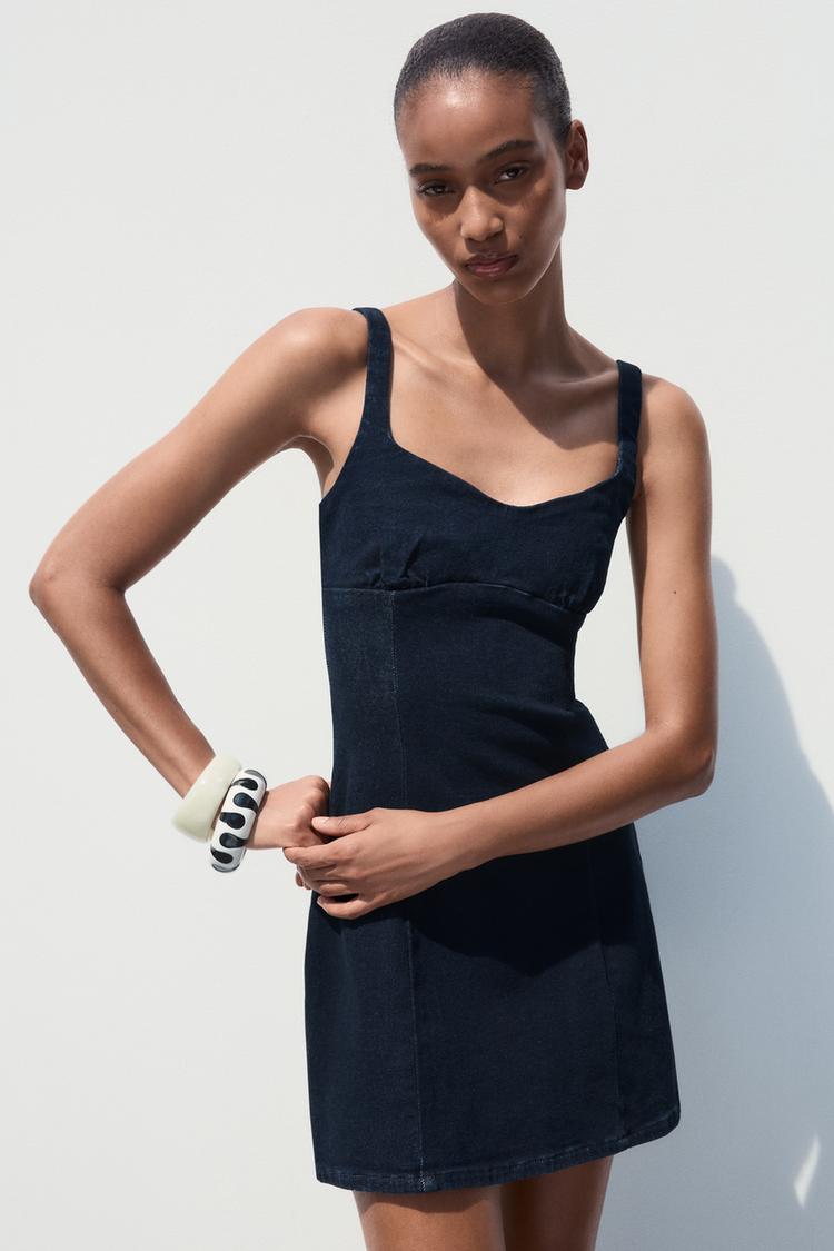 Strappy Denim Short Dress