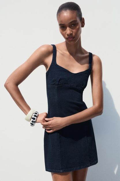 Strappy Denim Short Dress