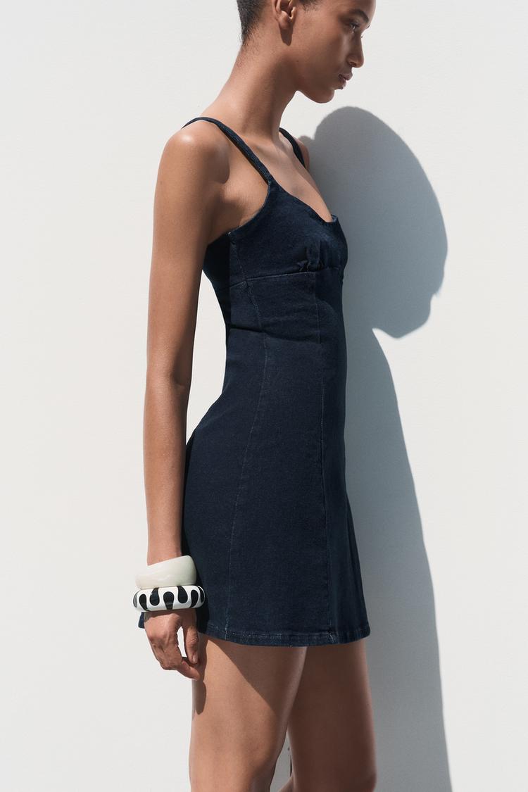 Strappy Denim Short Dress