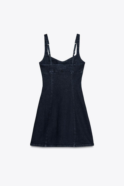 Strappy Denim Short Dress