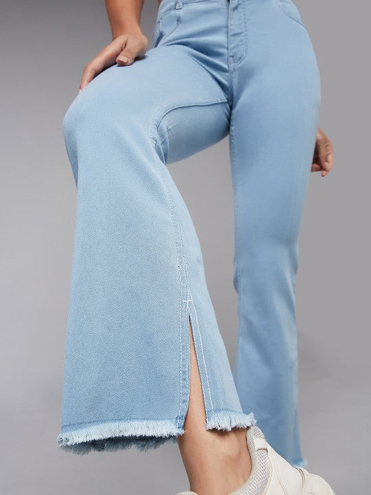 Ice Blue Bootcut High-Rise Heavy Fade Stretchable Jeans