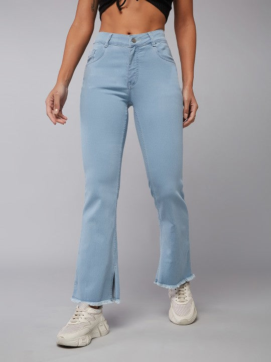 Ice Blue Bootcut High-Rise Heavy Fade Stretchable Jeans