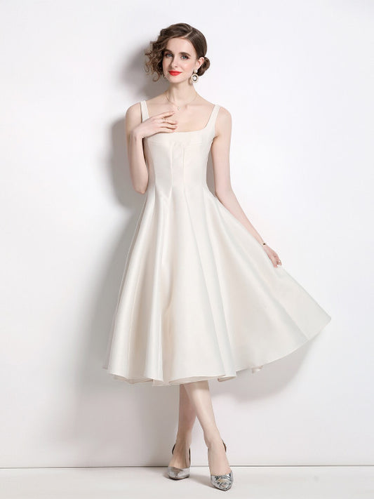 Square Neck Fit & Flare Midi Dress