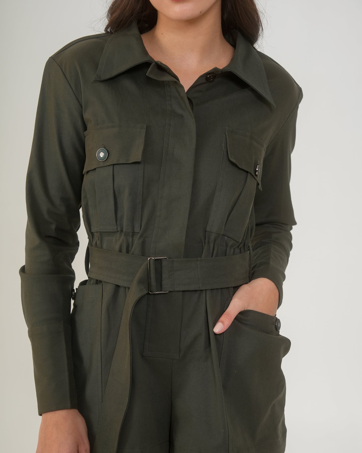 Moon Olive Short Jumpsuit