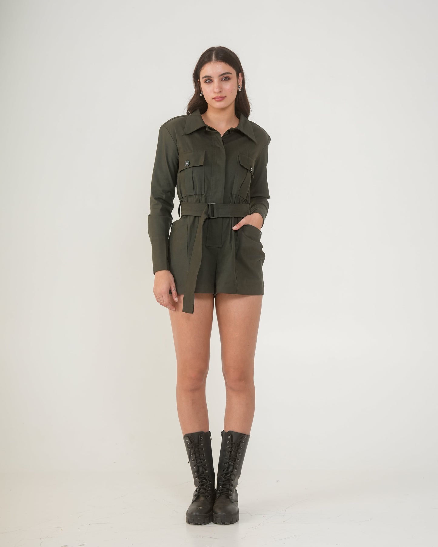 Moon Olive Short Jumpsuit