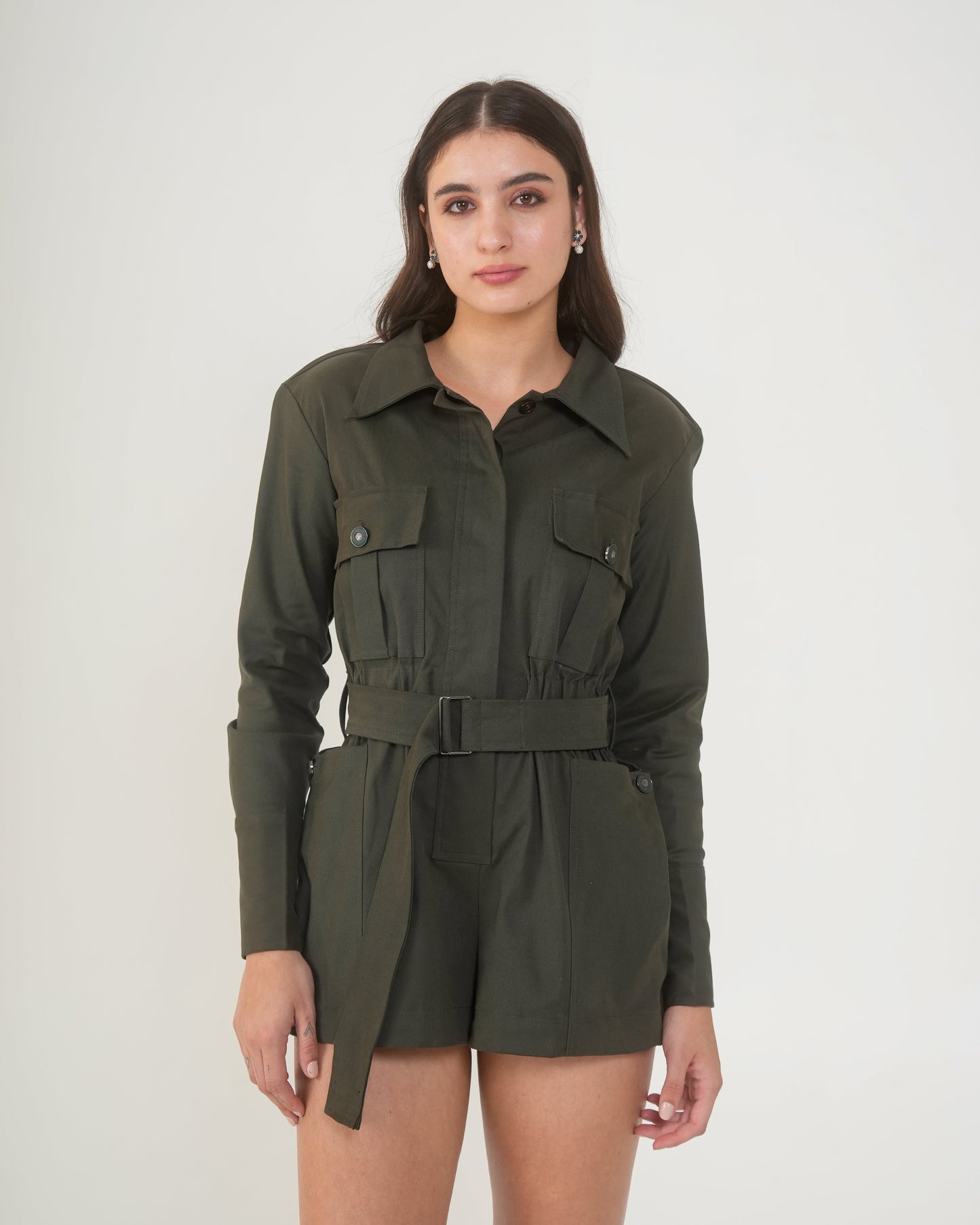 Moon Olive Short Jumpsuit