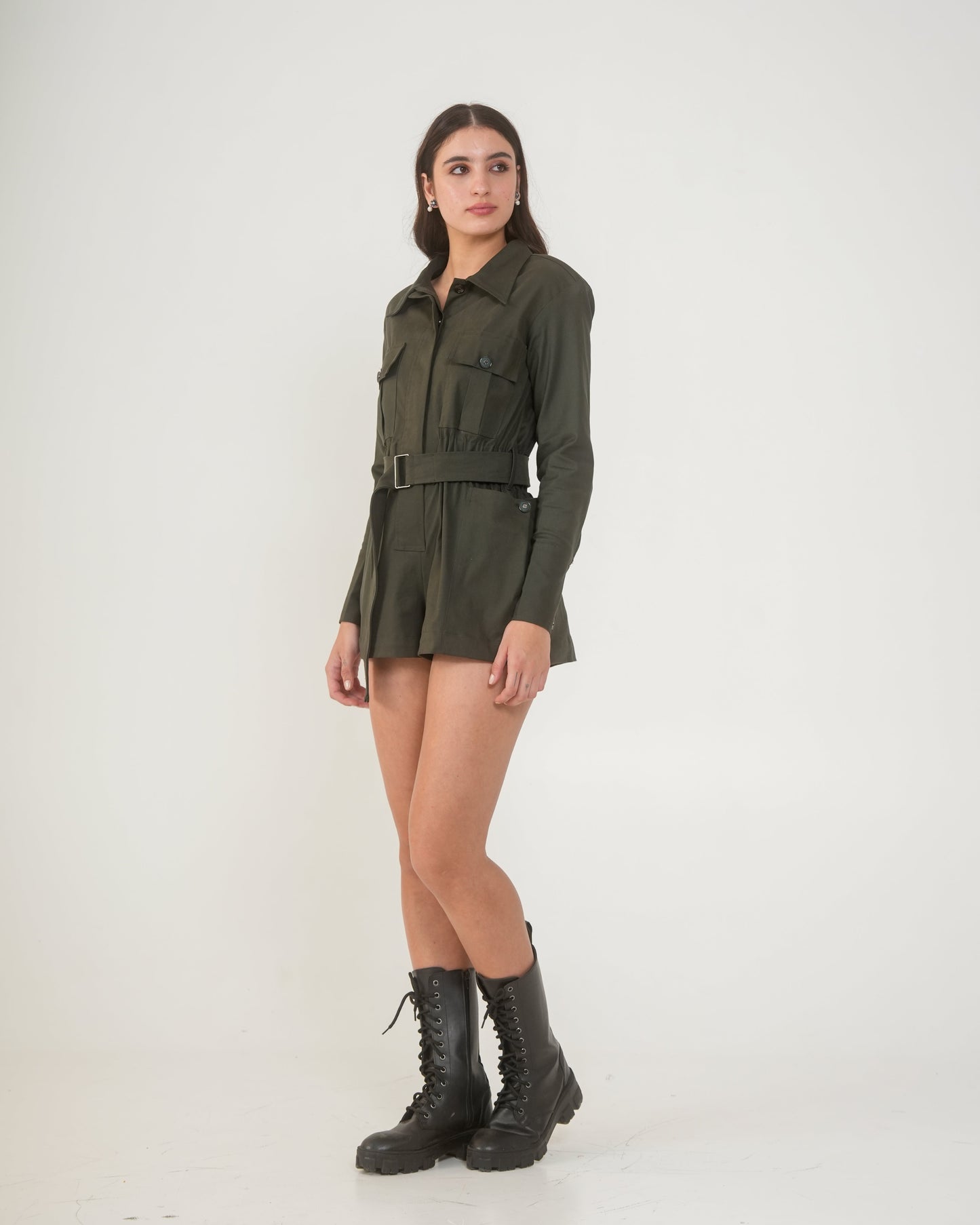 Moon Olive Short Jumpsuit