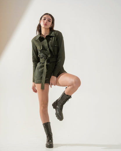 Moon Olive Short Jumpsuit