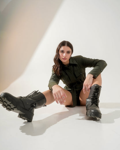 Moon Olive Short Jumpsuit