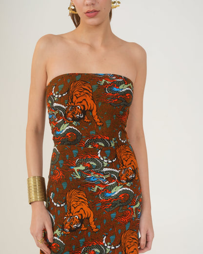 Moon Tube Fit Tiger Motif Dress