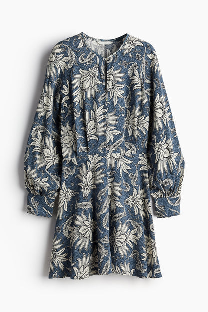 Long Sleeved Floral Printed Dress