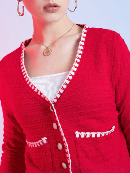 Eloise V-Neck Acrylic Cardigan Sweater