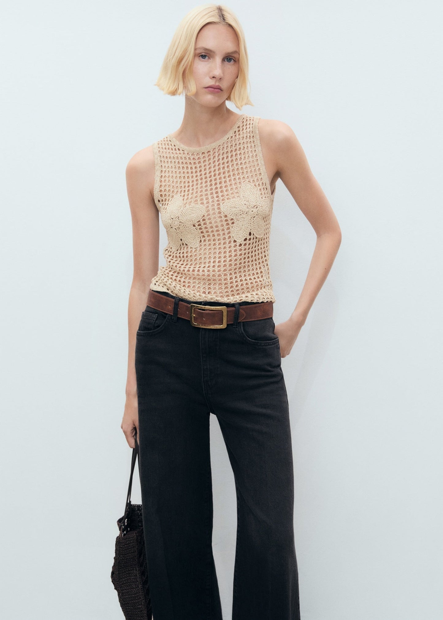 Floral Embroidered Crochet Top