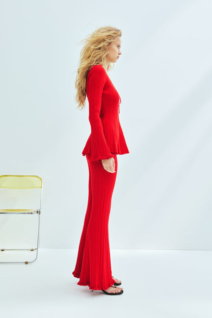 Rib-Knit Peplum Co-Ors Set