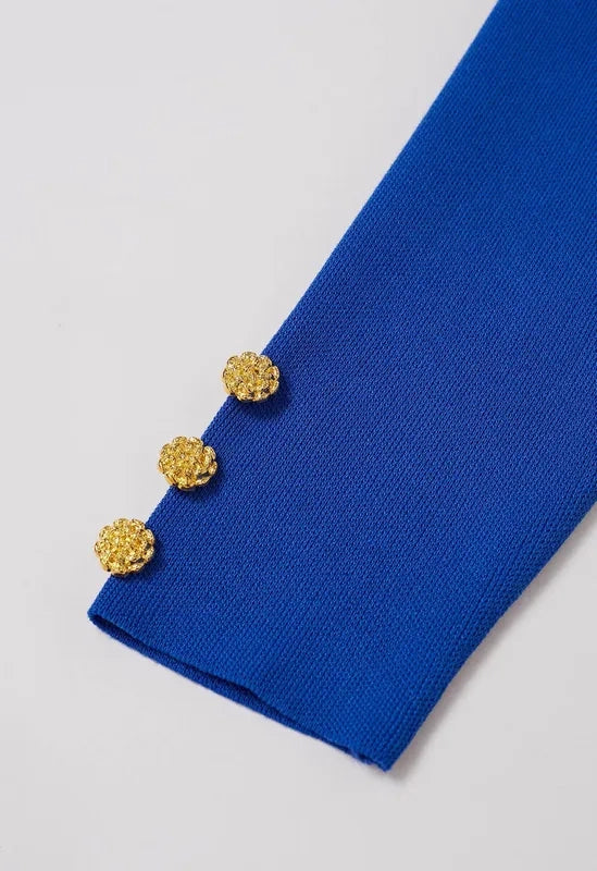 Golden Button Two-Piece Blue Set