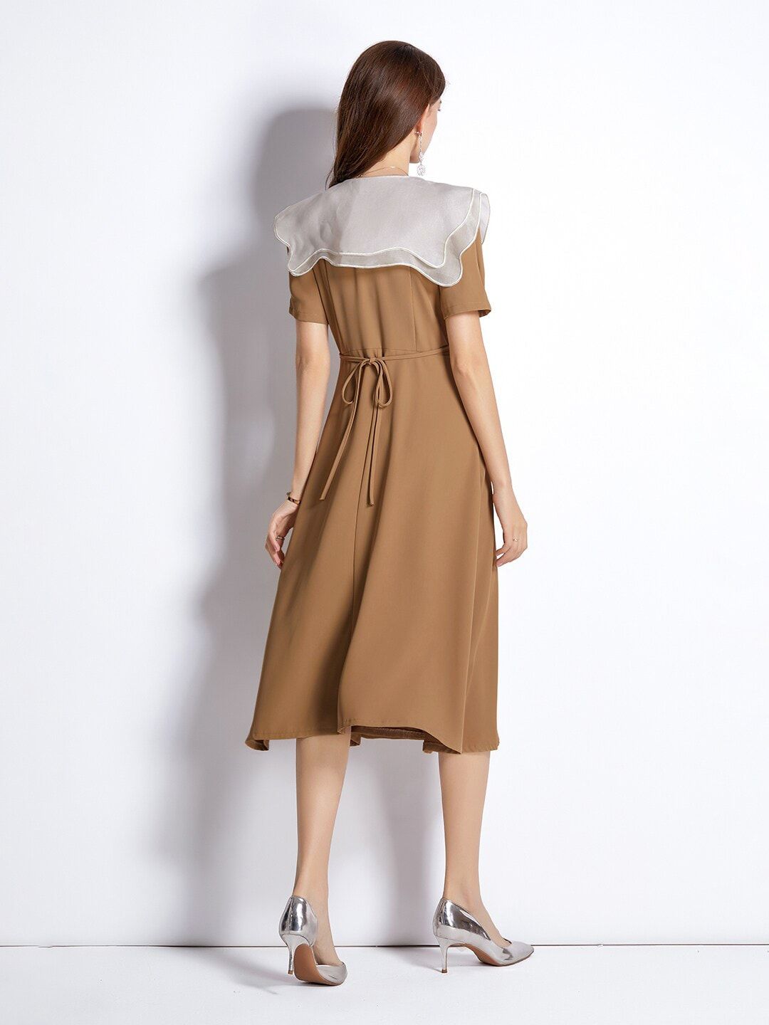 Adalynn Khaki A-Line Midi Dress