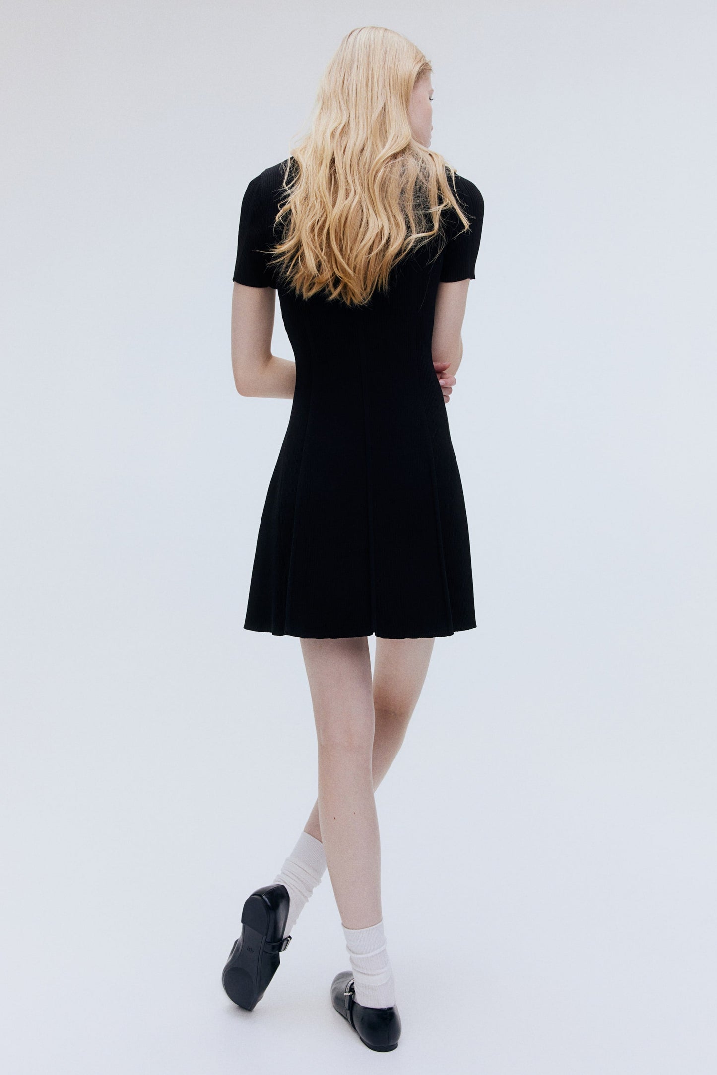 Rib Knit Flared Dress