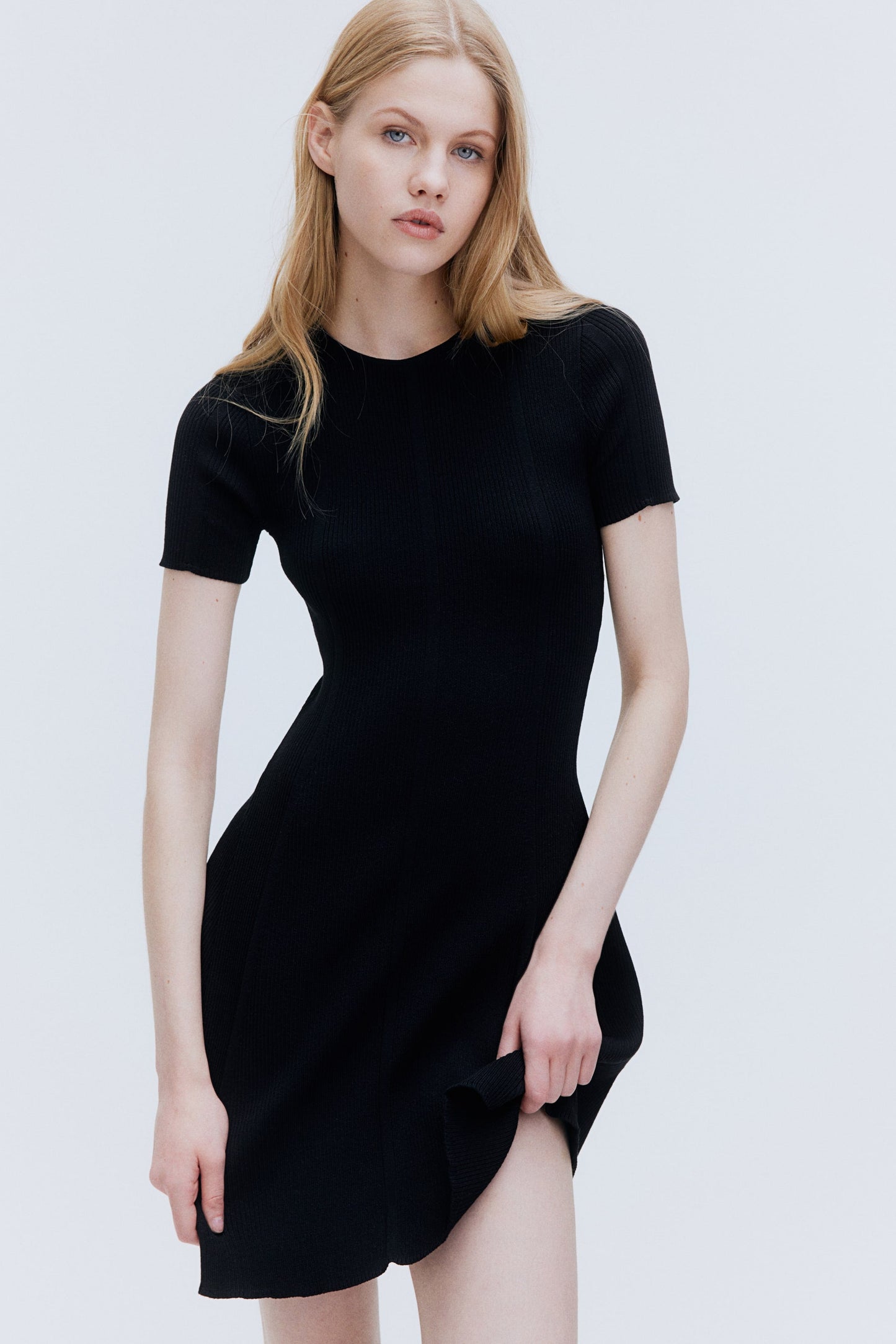 Rib Knit Flared Dress