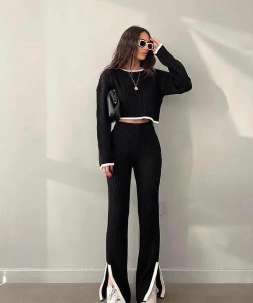 Black Flared Co-Ord Set