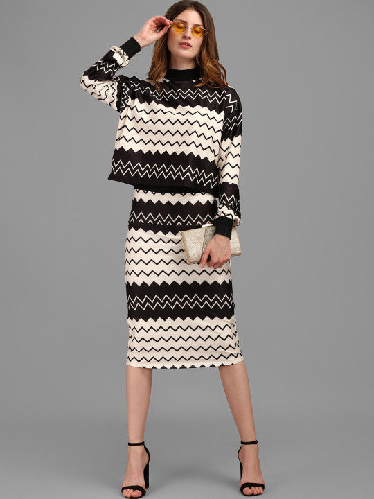 Sera Geometric Printed Top With Skirt