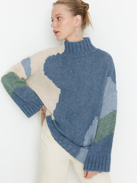Blue & Cream-Coloured Pullover Sweater