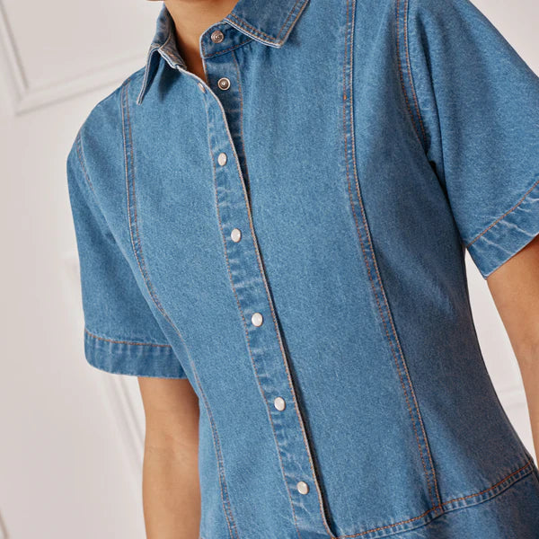 Dipped Hem Denim Dress