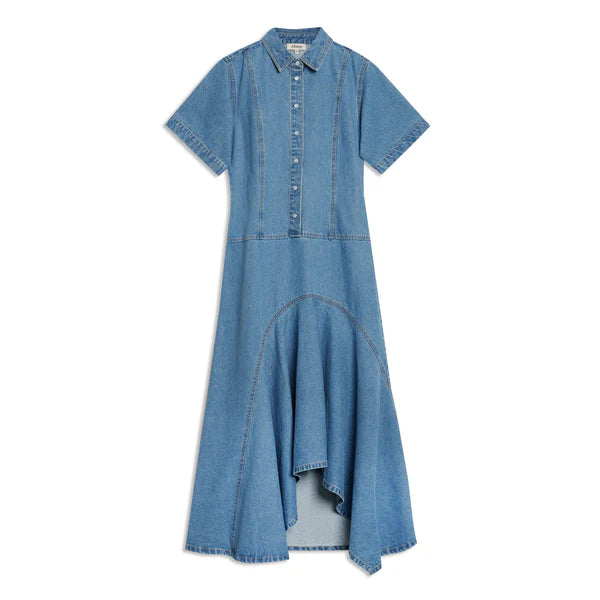 Dipped Hem Denim Dress