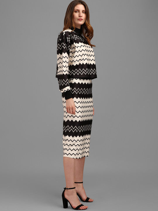 Sera Geometric Printed Top With Skirt