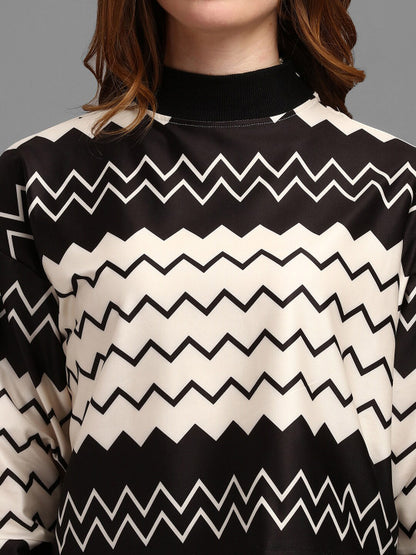 Sera Geometric Printed Top With Skirt