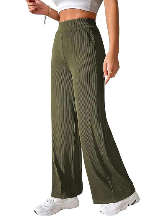 High-Waisted Ribbed Pants