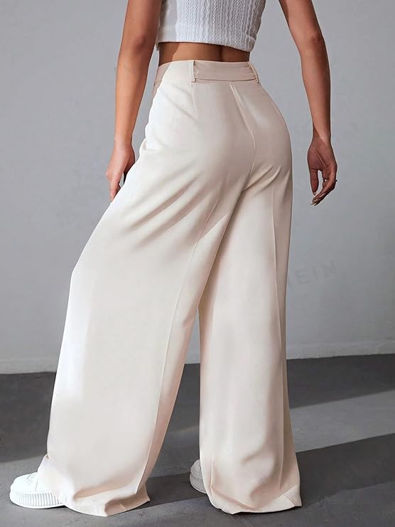 Rosalia Straight Fit Ankle Length White Pants