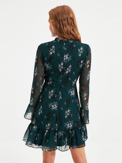 Teal High Neck Dress