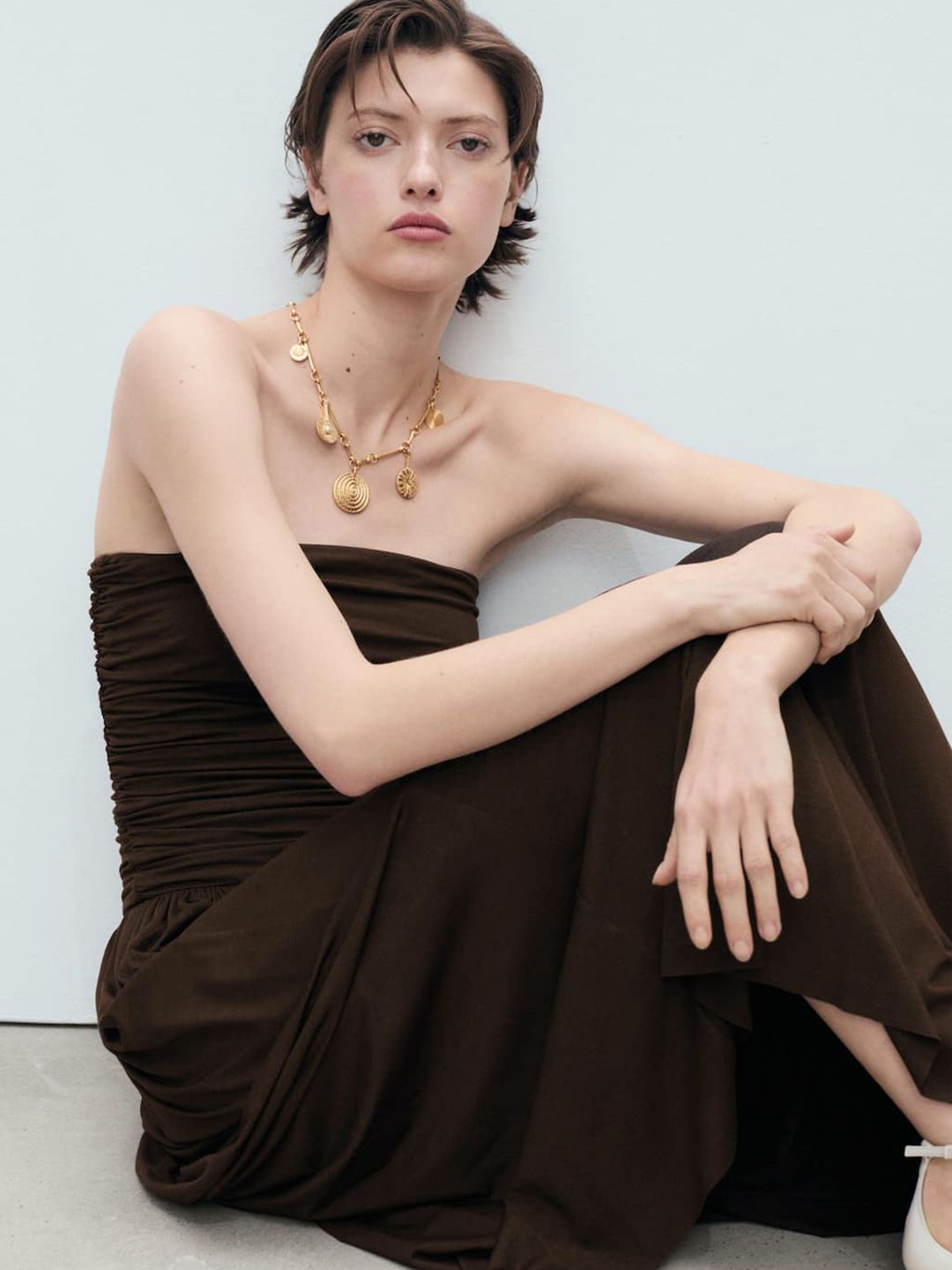 Ruched Strapless Bandeau Maxi Dress