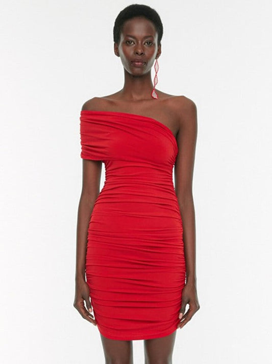 Asymmetric Off-Shoulder Bodycon Dress