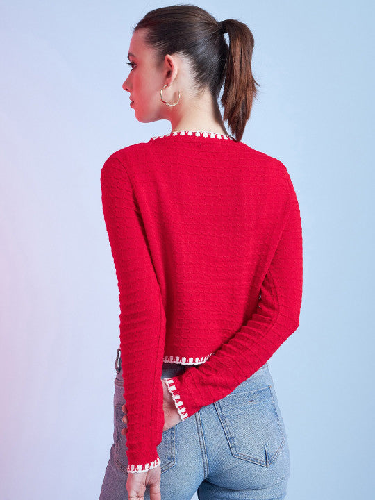 Eloise V-Neck Acrylic Cardigan Sweater