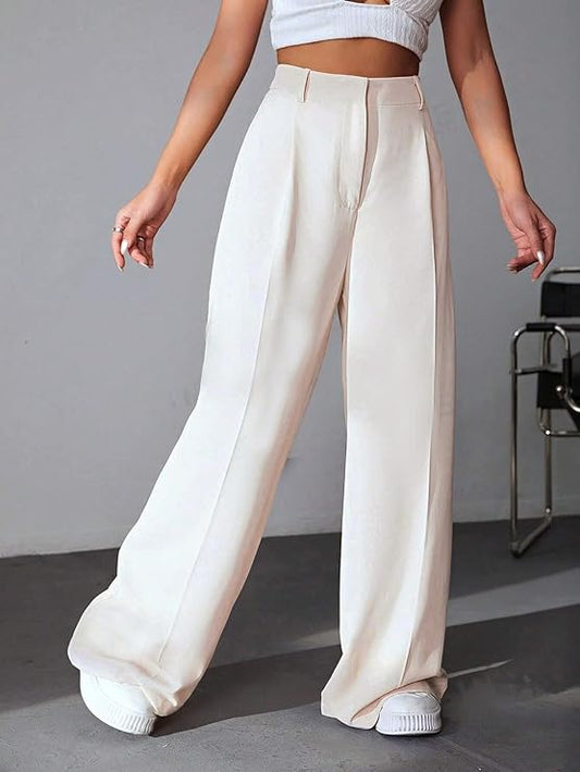 Rosalia Straight Fit Ankle Length White Pants