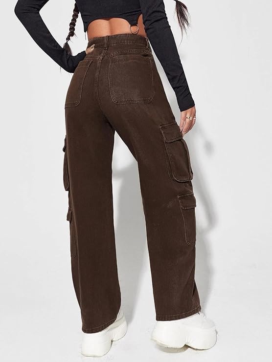 Mara Straight Fit Brown Baggy Jeans