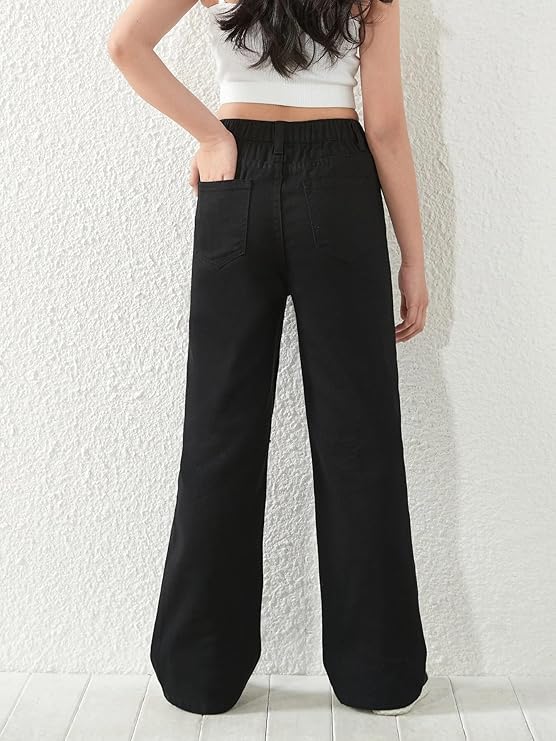 Black Knee Cut Baggy Jeans