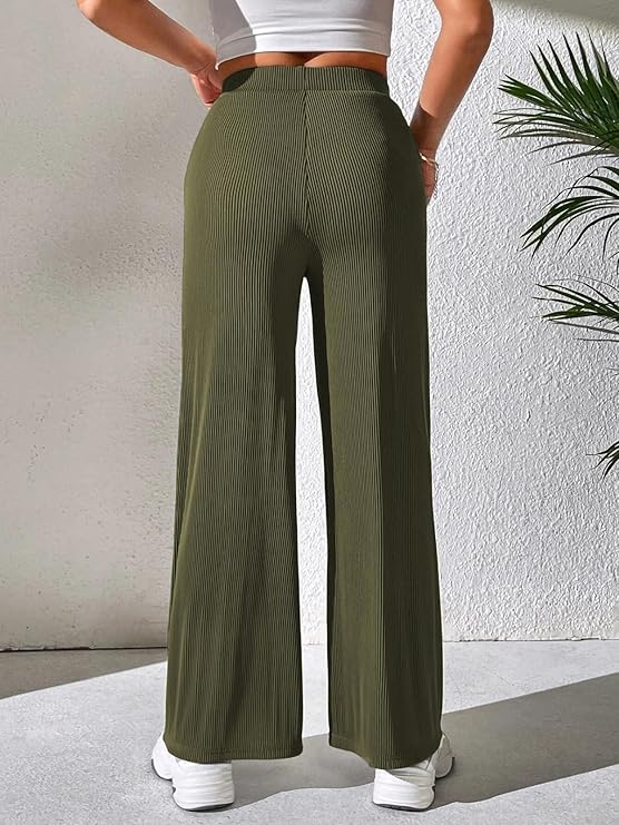 High-Waisted Ribbed Pants