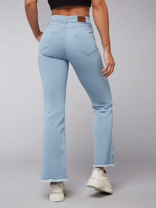 Ice Blue Bootcut High-Rise Heavy Fade Stretchable Jeans