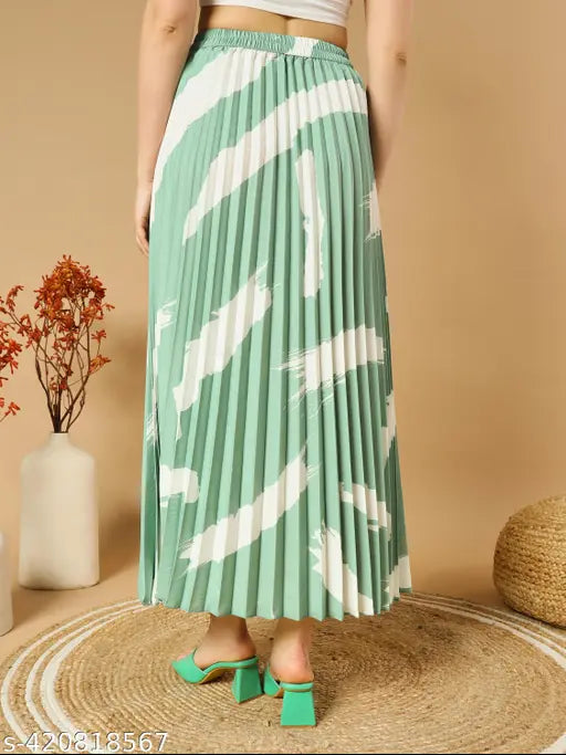 Grace Green Printed A-line Pencil Skirt