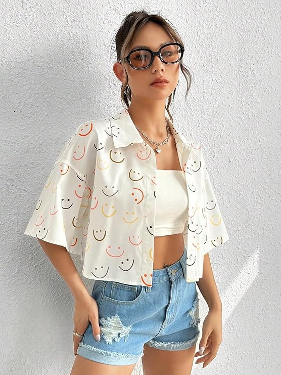 Camila Half Sleeves Beach Cropped Shirt