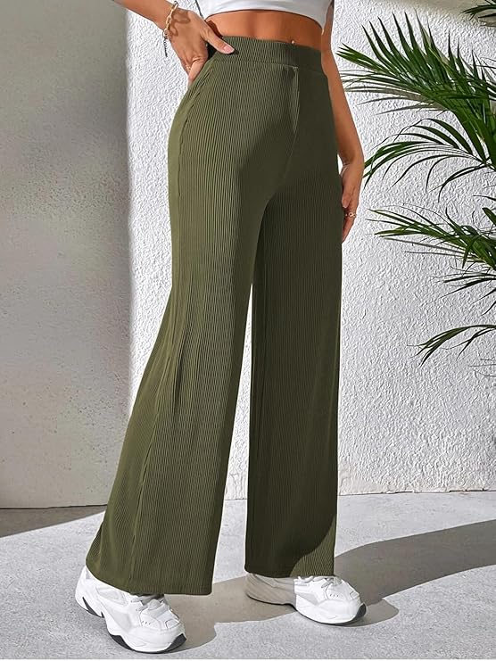 High-Waisted Ribbed Pants