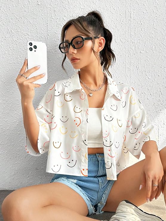 Camila Half Sleeves Beach Cropped Shirt