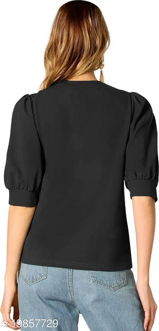 Round Neck Puff Half Sleeves Top