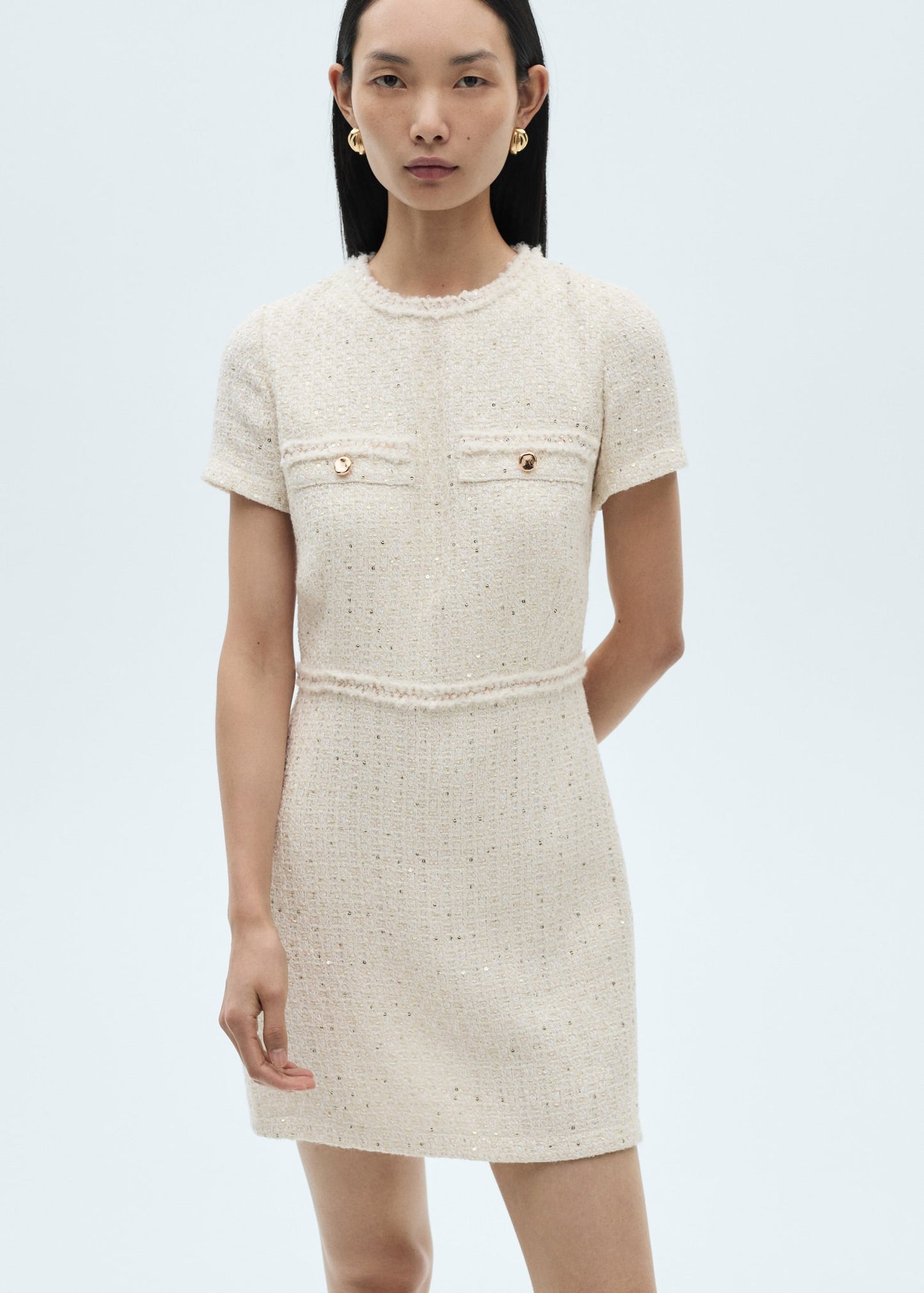 Cream Tweed Dress