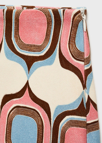 Printed Boat Neck Top And Skirt Co-Ord Set