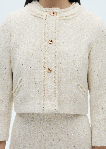 Tweed Jacket With Jewel Buttons
